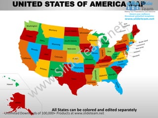 Usa country editable powerpoint maps with states and counties templates ...
