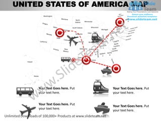Usa country editable powerpoint maps with states and counties templates ...