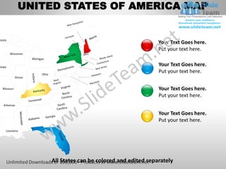 Usa country editable powerpoint maps with states and counties templates ...