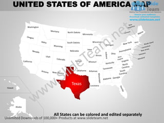 Usa country editable powerpoint maps with states and counties templates ...