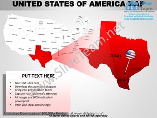 Usa country editable powerpoint maps with states and counties templates ...