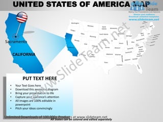 Usa country editable powerpoint maps with states and counties templates ...