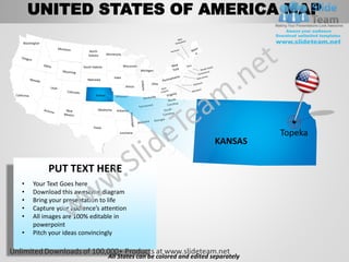 Usa country editable powerpoint maps with states and counties templates ...