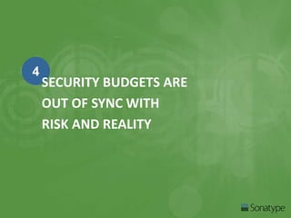 4 
SECURITY BUDGETS ARE 
OUT OF SYNC WITH 
RISK AND REALITY 
 