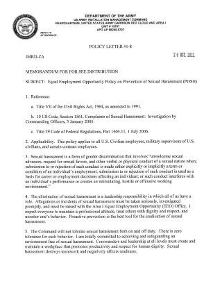 USAG Red Cloud Command Policy 1-08 EEO Policy Prevention Sexual Harrassment POSH