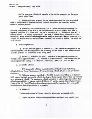 USAG Red Cloud Command Policy 2-01 TDY Travel | PDF