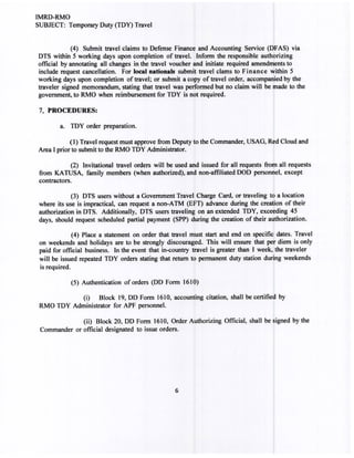 USAG Red Cloud Command Policy 2-01 TDY Travel | PDF