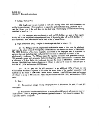 USAG Red Cloud Command Policy 2-02 Time and Attendance | PDF
