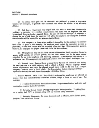USAG Red Cloud Command Policy 2-02 Time and Attendance | PDF