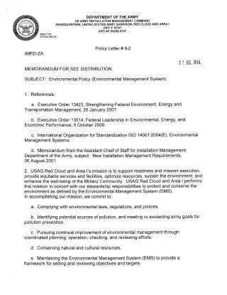 USAG Red Cloud Command Policy 6-02 Environmental Policy