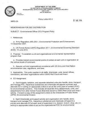 USAG Red Cloud Command Policy 6-03 EO Program Policy