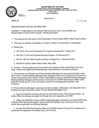 USAG Red Cloud Command Policy 6-13 Accountability and Responsibility of ...