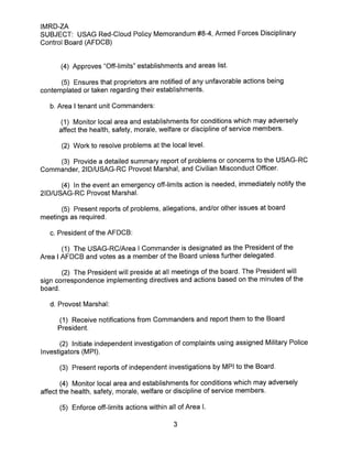 USAG RC Command Policy Memorandum #8-4 Armed Forces Disciplinary Control Board (AFDCB)