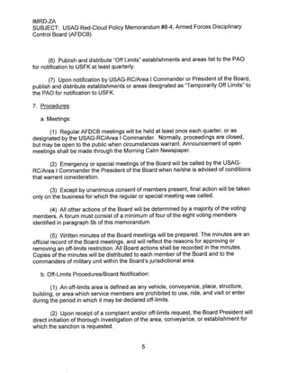 USAG RC Command Policy Memorandum #8-4 Armed Forces Disciplinary Control Board (AFDCB)