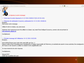 32
Liens webLiens web
 Distinguer source et oeuvre
 Target : blank (et url)
 Home page vs lien profond (both)
 