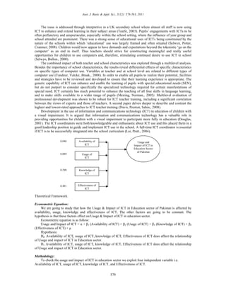 Usage and impact of ict in education sector a study of pakistan | PDF