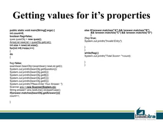Usage of bean class in java | PPT