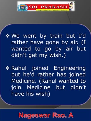 Usage of 'would rather' with Telugu Explanation. | PPTX