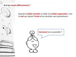 Et si on voyait différemment ?
Quand la réalité virtuelle se mêle à la réalité augmentée, c’est
le réel qui rejoint l'irréel et les résultats sont prometteurs.
Comment est-ce possible ?
 