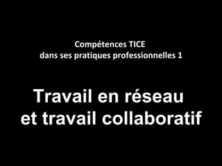 Compétences TICE
  dans ses pratiques professionnelles 1



 Travail en réseau
et travail collaboratif
 