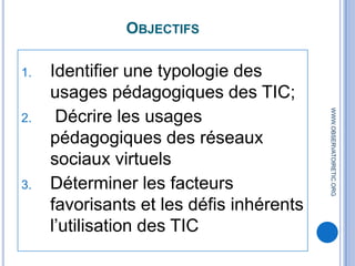 IntroductionQuels sont les usages des TIC par les apprenants du secondaire en Côte d’Ivoire  ? WWW.OBSERVATOIRETIC.ORG