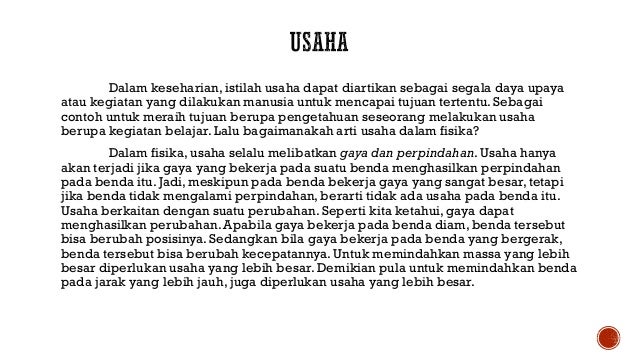 Usaha Energy Dan Hukum Kekekalan Energi