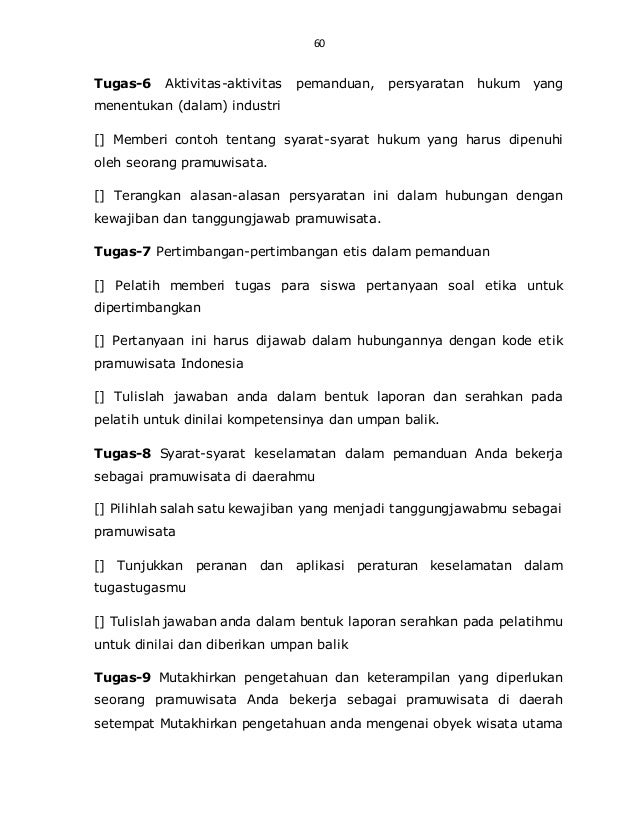 Usaha Jasa Pariwisata Berbasis Kompetensi Lusan Skl