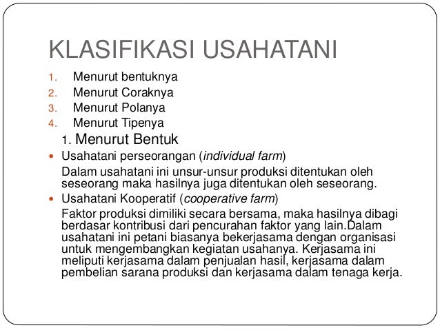 Klasifikasi Usahatani