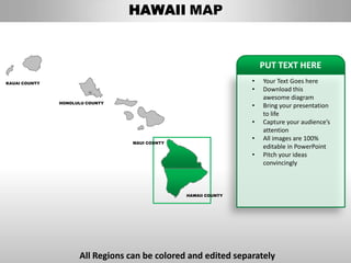 Usa hawaii state powerpoint county editable ppt maps and templates | PPTX