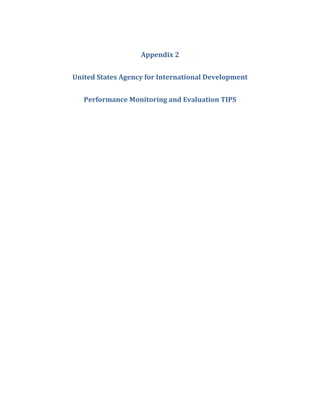 Appendix 2
United States Agency for International Development
Performance Monitoring and Evaluation TIPS
 