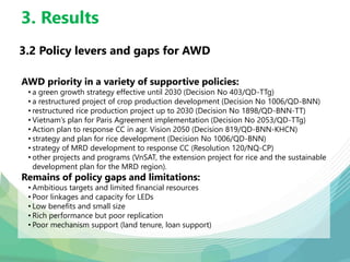 An investment plan in support of vietnam's nationally determined contributions to the Paris agreement from rice production in the Mekong River Delta