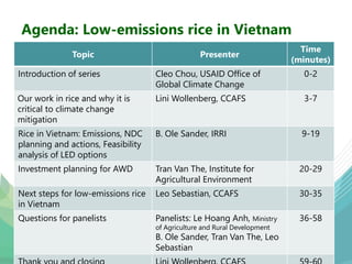 USAID & CCAFS Low-Emission Rice Webinar: Options, ambition, feasibility, and investment.