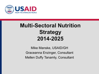 Multi-Sectoral Nutrition
Strategy
2014-2025
Mike Manske, USAID/GH
Graceanna Enzinger, Consultant
Mellen Duffy Tanamly, Consultant
 