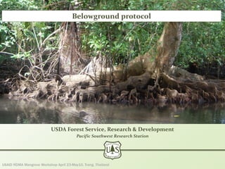 Pacific Southwest Research Station
USDA Forest Service, Research & Development
Pacific Southwest Research Station
Belowground protocol
USAID RDMA Mangrove Workshop April 23-May10, Trang, Thailand
 