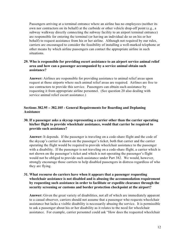 Us Air Regulations Disability 2009 Faq