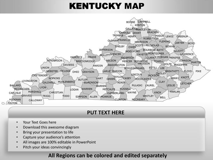 Usa kentucky state powerpoint county editable ppt maps and templates