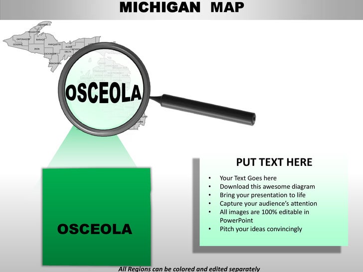Usa Michigan State Powerpoint County Editable Ppt Maps And Templates Michigan State Powerpoint Template