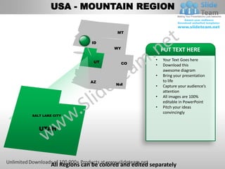 Usa mountain region country editable powerpoint maps with states and ...