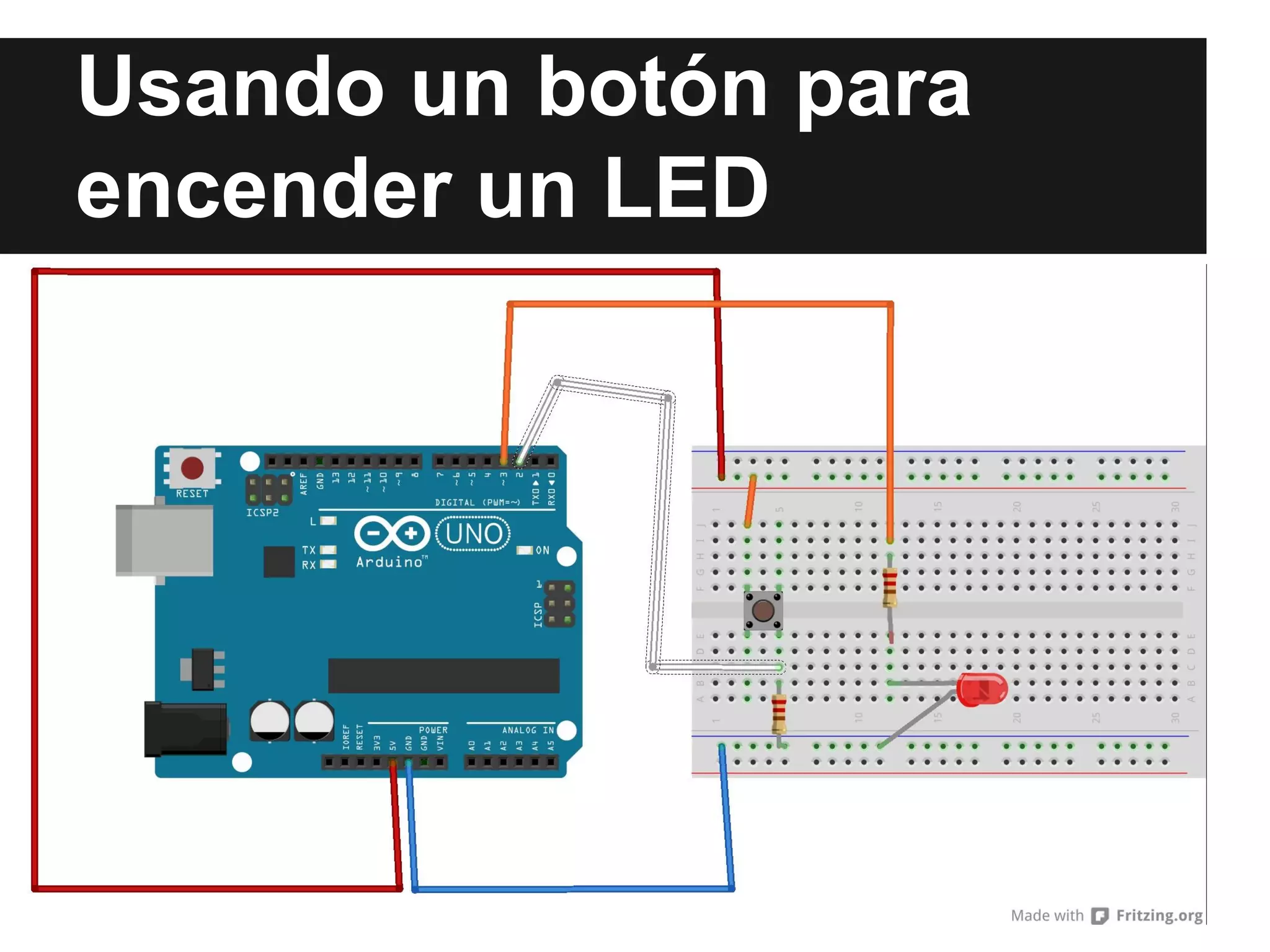 Usando un botón para
encender un LED
 