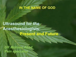 DR Mohsen Abad
Pain specialist
Ultrasound for the
Anesthesiologists:
Present and Future
IN THE NAME OF GOD
 