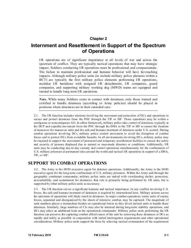 US Army Internment and Resettlement Operations Manual