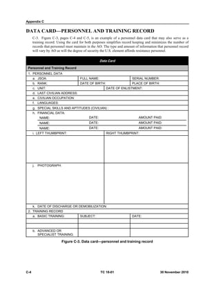 Pace Card Example Army U.S. Army Special Forces Unconventional Warfare Training Manual ...