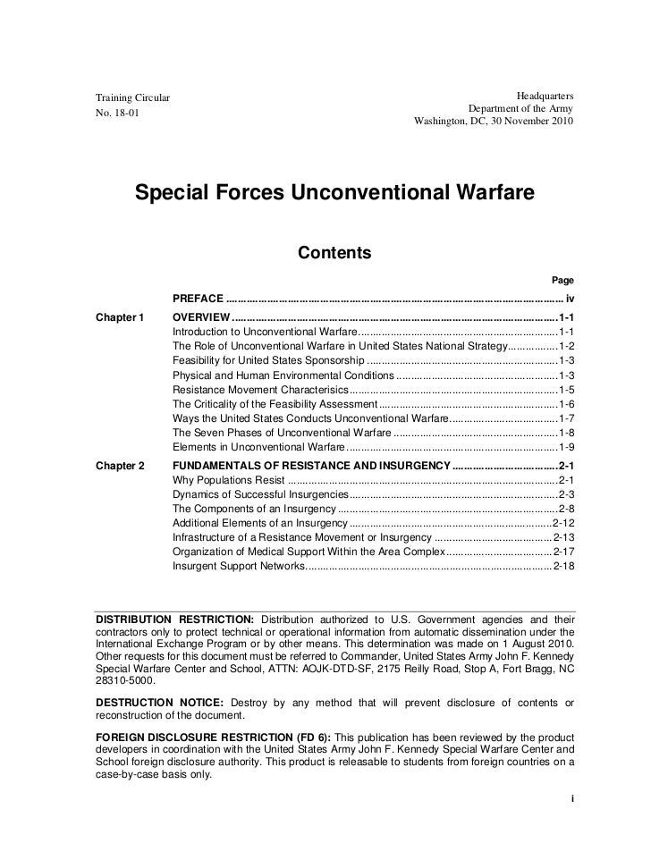 U.S. Army Special Forces Unconventional Warfare Training Manual Novem…