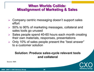 When Worlds Collide:
                     Misalignment of Marketing & Sales

              Company centric messaging doesn...
