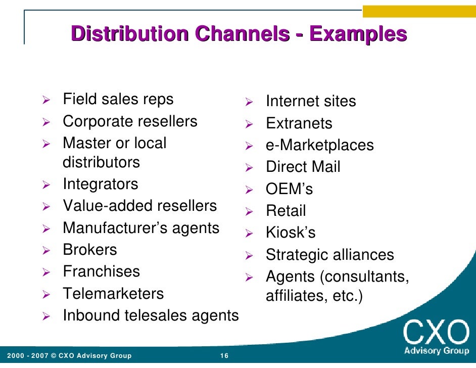 list of distribution channels