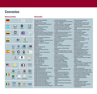 Convenios
Internacionales                                               Nacionales
                                                              Asociación de Municipalidades                   Comisión Andina de Juristas                     Instituto Nacional de Estadística
                                                              del Valle La Leche                              Comisión Nacional Supervisora de Empresas       e Informática - INEI
                                                              Alianza Francesa de Chiclayo                    y Valores - CONASEV                             Instituto Pedagógico Oxfort de Trujillo
                                                              Asociación Macroregional de Productores         Consejo Nacional de Ciencia, Tecnología e       Instituto Peruano de Administración
                                                              AMPEX                                           Innovación Tecnológica - CONCYTEC               de Empresas - IPAE
                                                              Archivo Regional de Lambayeque                  Consejo Nacional de Competitividad              Instituto Solidaridad y Derechos Humanos
               UNIVERSIDAD CATÓLICA
                    ARGENTINA
                                             UNIVERSIDAD DE
                                              BUENOS AIRES
                                                              Asociación Civil Piura                          Consejo Nacional del Ambiente - CONAM           ISDEH
                                                              Asociación de Exportadores                      Consorcio de Investigación Económica            Instituto Superior Pedagógico Sagrado
                                      CUBA                    Asociación Ferreyros                            y Social                                        Corazón de Jesús
                                                              Asociación Nuestra Señora de la Misericordia    Cooperación Alemana al Desarrollo - GTZ         Instituto Superior Pedagógico
                                                              Asociación Peruana de Auditoría y Control de    Corporación Peruana de Turismo                  Víctor Andrés Belaúnde
                                                              los Sistemas de Información (APACSI) ahora      Corte Superior de Justicia de Lambayeque        International Center of Professional
                                                              ISACA                                           Dirección Regional de Educación                 Education - ICPE
                                                              Asociación Peruana de Productores de            de Lambayeque                                   Jockey Club de Chiclayo
                                                              Software - APESOFT                              Dirección Regional de Salud de Lambayeque       Jurado Nacional de Elecciones - JNE
                                                              Asociación Promoción y Capacitación para el     Editora Normas Legales                          Marina de Guerra del Perú
                                                              Desarrollo - PROMCAD                            Embajada de Francia                             MAX SALUD
                                                              Associazione Italiani di Lambayeque             EPSEL S. A.                                     Ministerio de Economía y Finanzas
                                                              BACKUS                                          ERNST & YOUNG                                   Ministerio de Educación
                                                              Interbank                                       Escuela de Administración de Negocios           Ministerio de Justicia
                                                              Banco de Crédito del Perú                       ESAN                                            Ministerio de Trabajo - Pro Joven
                                                              Banco Financiero                                Escuela Superior de Música Pública              Ministerio Público
                                                              Banco Interamericano de Finanzas                ESSALUD                                         Municipalidad Distrital de Ferreñafe
                                                              Scotia Bank                                     Facultad de Teología Pontificia Civil de Lima   Municipalidad Distrital de Picsi
                                                              Cámara de Comercio y Producción de              Fondo de Empleados del Banco de la Nación       Municipalidad Distrital de Pimentel
                                                              Lambayeque                                      FEBAN                                           Municipalidad Distrital de Reque
                                                              CARITAS Chiclayo                                Fuerza Aerea del Perú                           Municipalidad Provincial de Lambayeque
                                                              CENFOTUR                                        Gobernación de Chiclayo                         Obispado de Chiclayo
                                                              Centro Odontológico Americano                   Gobierno Provincial de Chiclayo                 Oficina Diocesana de Educación Católica
                                                              Centro Odontológico Odontomak`s                 Gobierno Regional de Lambayeque                 ODEC
                                             FUNDACIÓN
                                               INDEX          Clínica Angloamericana                          Grupo Editorial NORMA                           OLTURSA
                                                              Clínica de Ojos OPELUCE                         Grupo Santander - UNIVERSIA                     ONG A CAMINAR
                                                              Clínica Dental Caso Lay                         Hogar Clínica San Juan de Dios                  Organismo Supervisor de Inversión Privada
                                                              Colegio Algarrobos                              Hospital Privado Metropolitano                  en Telecomunicaciones - OSIPTEL
                                                              Colegio de Contadores Públicos de               Hospital Provincial Docente Belén               Pontificia Universidad Católica del Perú
                                                              Lambayeque                                      Hospital Regional Nuestra Señora                PUCP
                                                              Colegio de Ingenierios del Perú - Lambayeque    de las Mercedes                                 Prelatura de Moyobamba
                                                              Colegio Militar Elías Aguirre                   International Business Machines - IBM           Programa Subsectorial de Irrigación - PSI
                                                              Colegio Nacional San José                       INABEC                                          Proyecto Especial Olmos Tinajones - PEOT
                                                              Colegio Parroquial Augusto López Arenas         Instituto Nacional de Defensa de la             Red Asistencial Lambayeque Juan Aita Valle
                                                              Colegio Particular Beata Imelda                 Competencia y de la Protección de la            Seminario Santo Toribio de Mogrovejo
                                                              Colegio Particular Manuel Pardo                 Propiedad Intelectual - INDECOPI                Servicio Industrial de la Marina - SIMA
                                                              Colegio Particular Nuestra Señora del Carmen    Instituto Nacional de Investigación y           Sétima Brigada de Infantería
         UNIVERSIDAD TOR
                                                              Colegio Particular Renán Elías Olivera          Capacitación de Telecomunicaciones              Sociedad Nacional de Industria
         VERGATA DI ROMA
                                                              Colegio Particular Rosa María Checa             INICTEL                                         Lambayeque
                                                              Colegio Particular San Agustín                  Instituto Nacional de Recursos Naturales        Tiendas EFE
                                                              Colegio Particular Santa Ángela                 INRENA                                          Universidad Católica Santa María
                                                              Colegio Particular Santa Magdalena Sofía        Instituto Cultural Peruano Norteamericano       Universidad de Piura - UDEP
                                                              Colegio Particular Santa María Reina            ICPNA                                           Universidad Particular Cayetano Heredia
                                                              Colegio Particular Santo Toribio de Mogrovejo   Instituto Juan Pablo II                         Universidad Privada Nuestra
                                                                                                                                                              Señora de la Paz
 