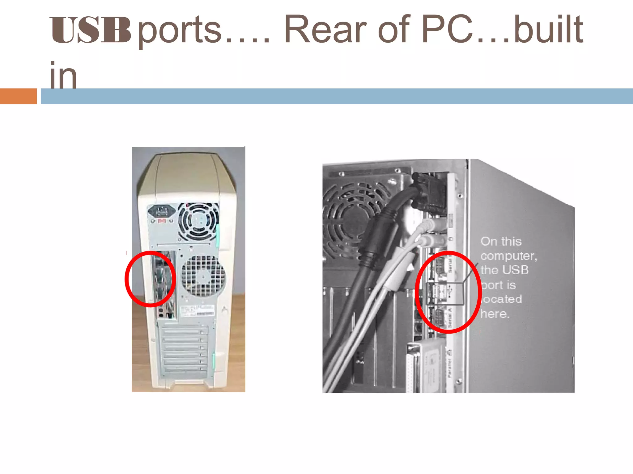 USBports…. Rear of PC…built
in
 