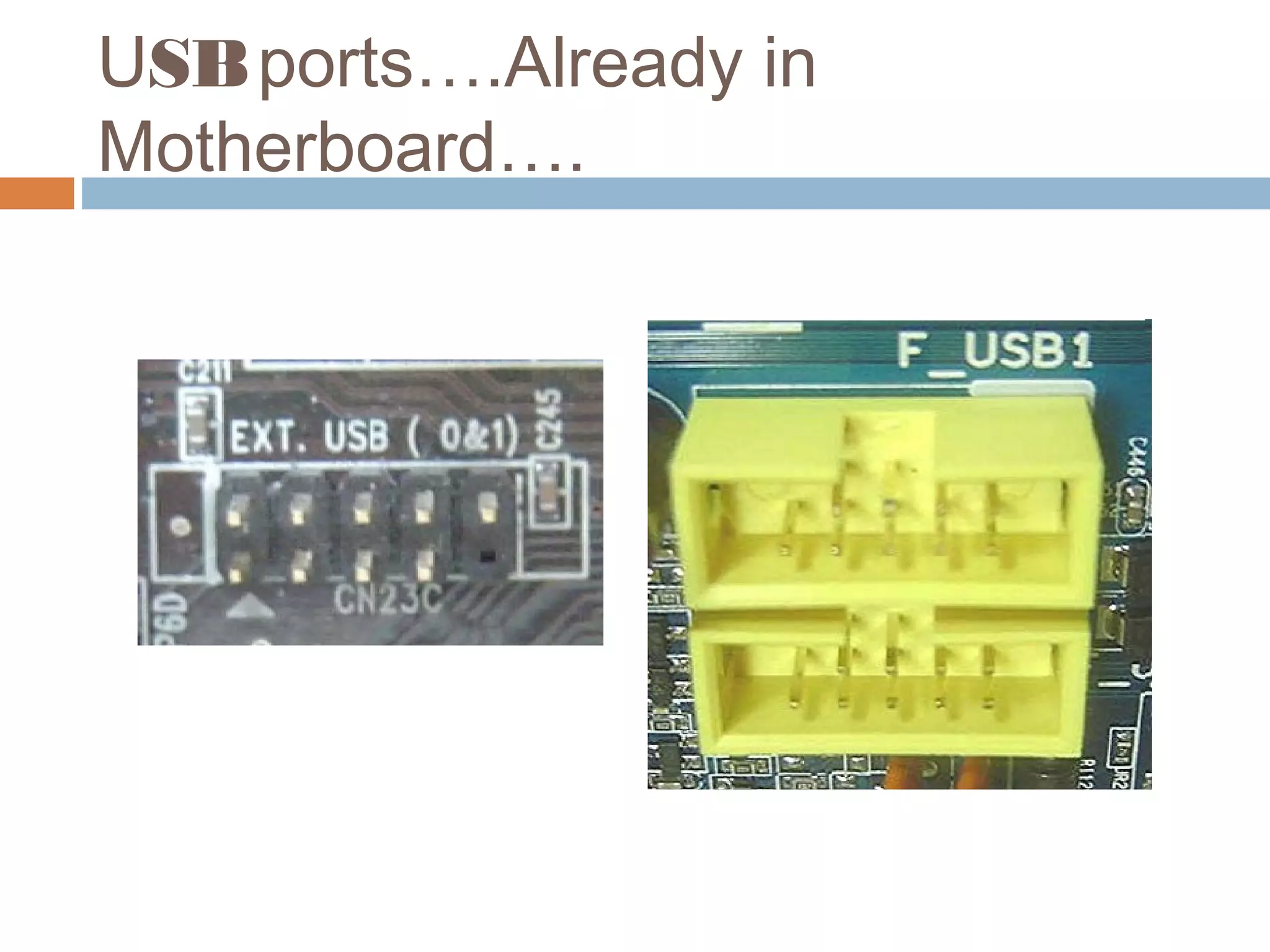 USBports….Already in
Motherboard….
 