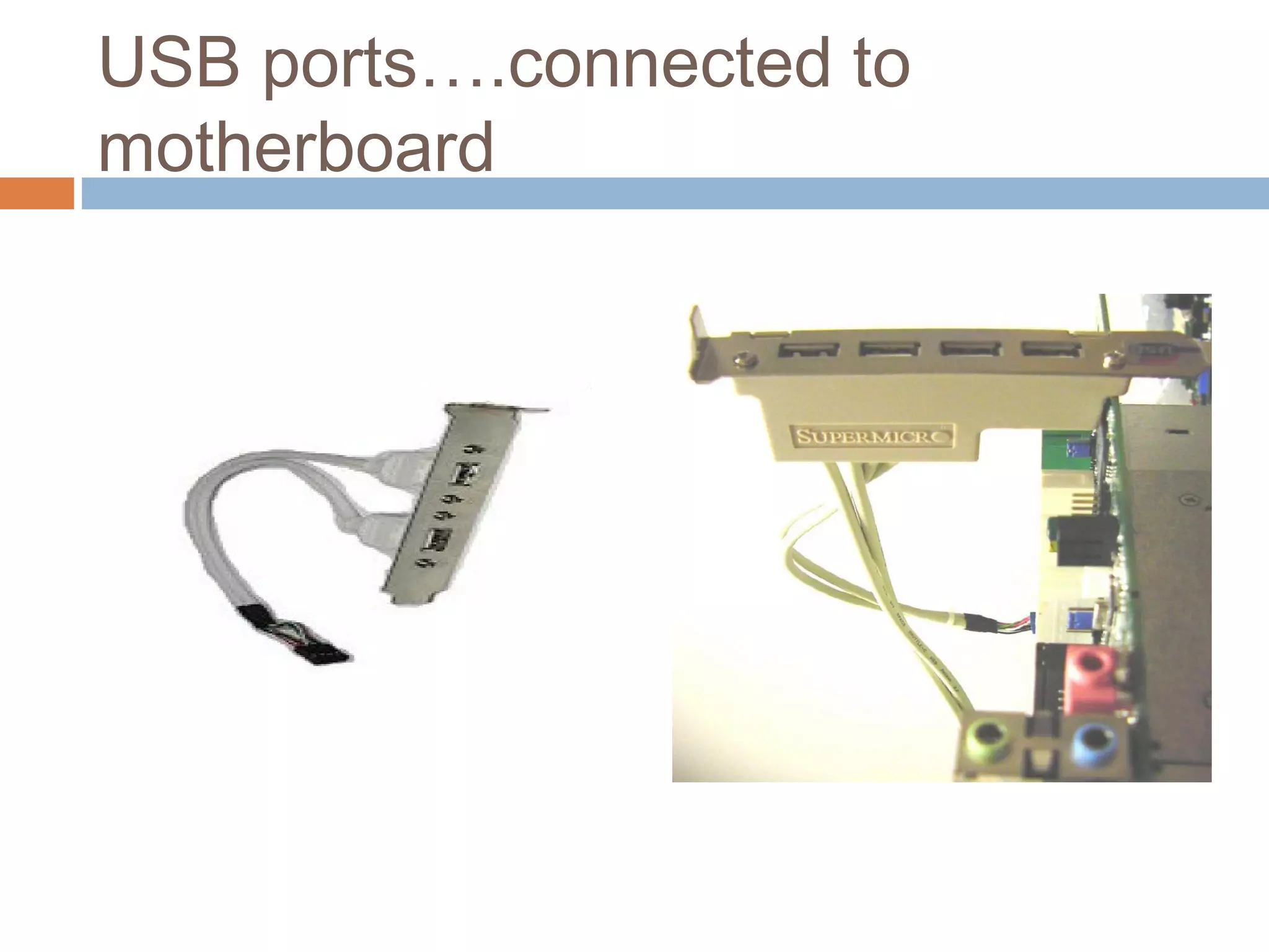 USB ports….connected to
motherboard
 
