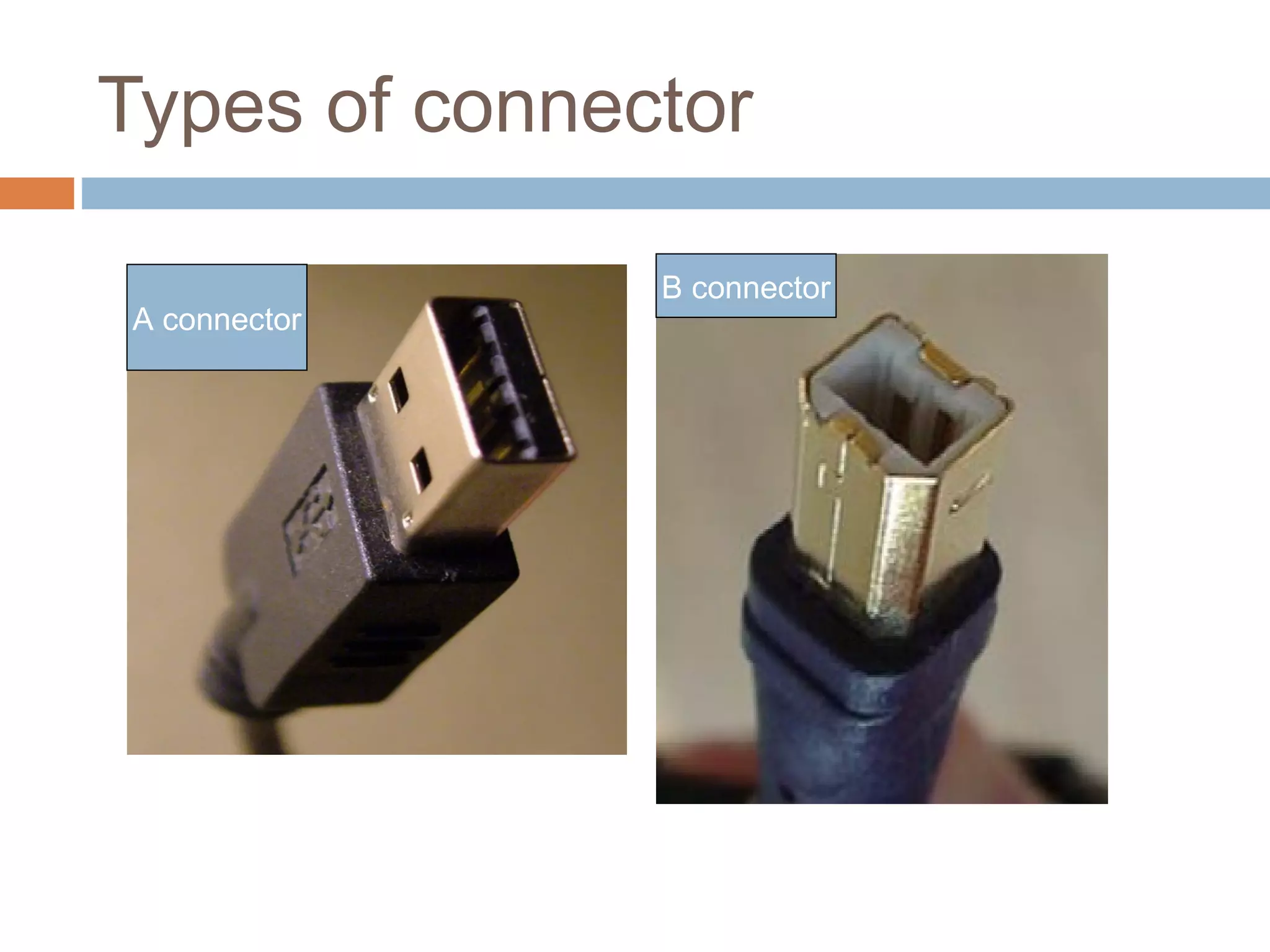 Types of connector
A connector
B connector
 